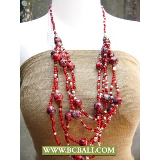 Reds Squins and Stone Fashion Necklace